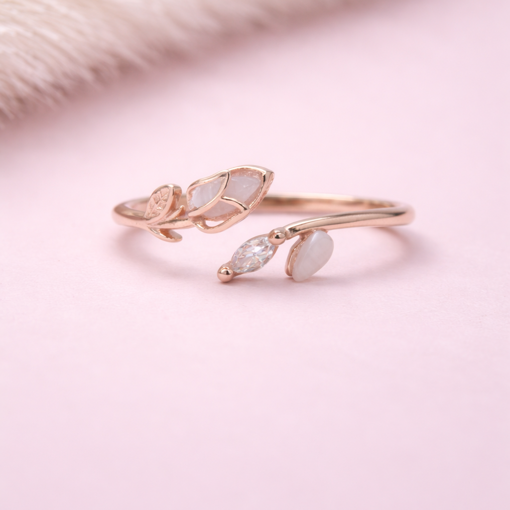 Twin Bloom 925 Sterling Silver Ring(Adjustable)