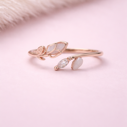 Twin Bloom 925 Sterling Silver Ring(Adjustable)