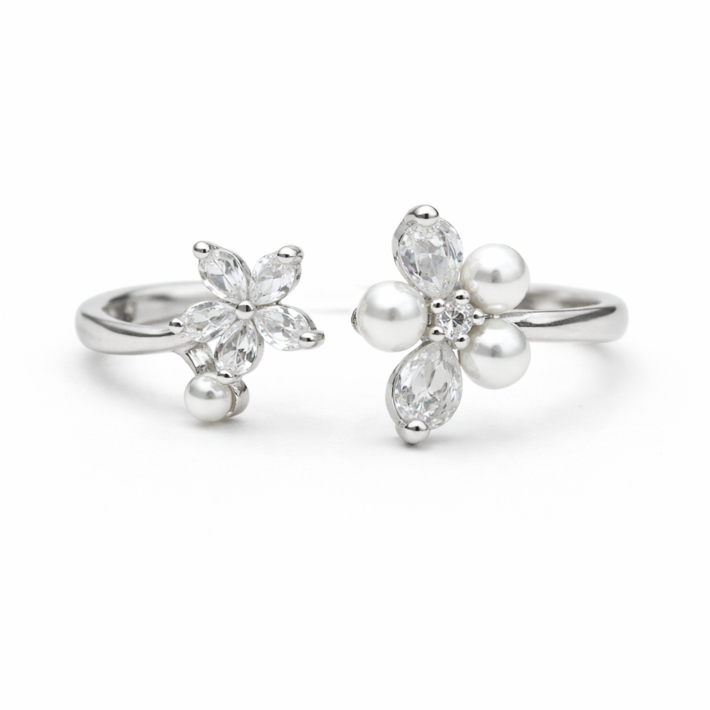 Pearl Petal Spark 925 Sterling Silver Ring(Adjustable)