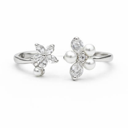 Pearl Petal Spark 925 Sterling Silver Ring(Adjustable)