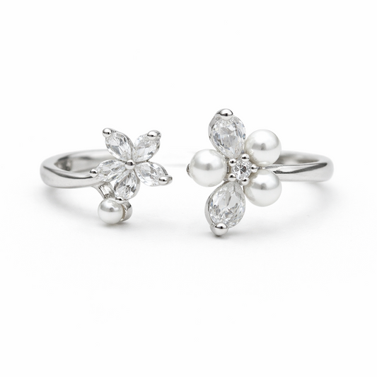 Pearl Petal Spark 925 Sterling Silver Ring(Adjustable)