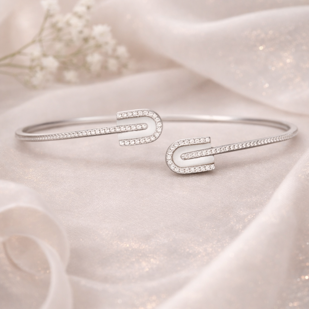 Twin Curve Radiance Cuff 925 Sterling Silver Bracelet