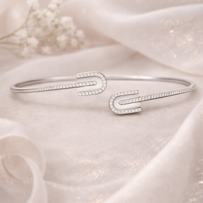 Twin Curve Radiance Cuff 925 Sterling Silver Bracelet