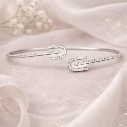 Twin Curve Radiance Cuff 925 Sterling Silver Bracelet