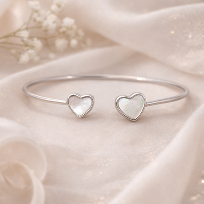 Pearl Hearts 925 Sterling Silver Bracelet