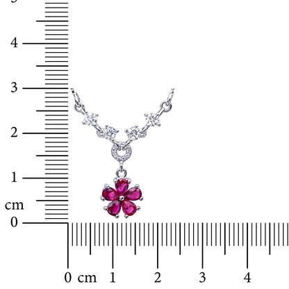 Fleur Rouge 925 Sterling Silver Necklace