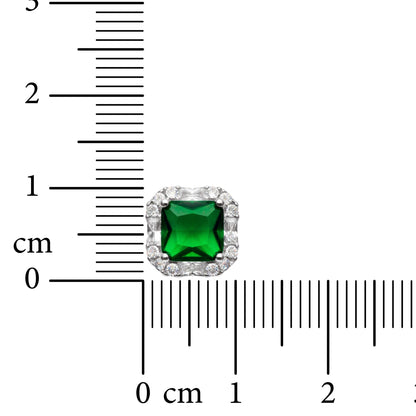Emerald Frame 925 Sterling Silver Earrings