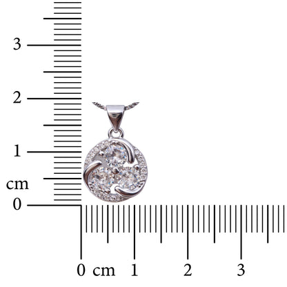Trio Halo 925 Sterling Silver Necklace